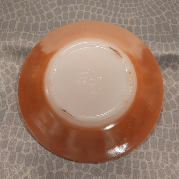 Vintage Anchor Hocking Fire King Peach Lustre Cup & Saucer Set ~ 3 Bands Pattern - Picture 9 of 9